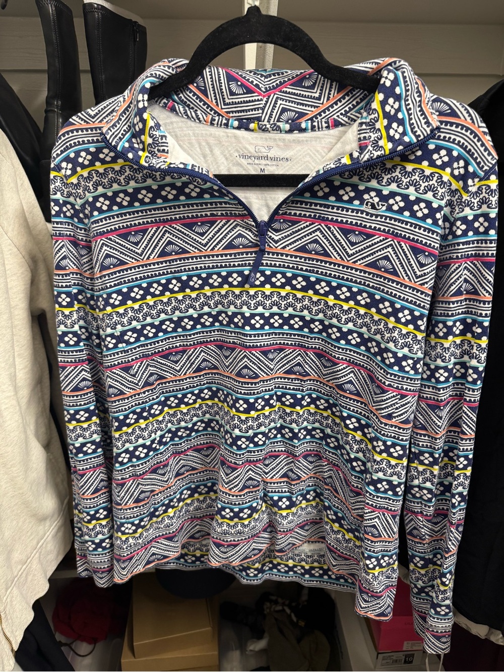 Vineyard Vines Shephard Shirt Quarter-Zip Pullover with Multicolor Stripes